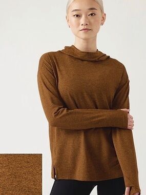 Athleta Uptempo ll Hoodie Sweatshirt Sz Large Rust Brown